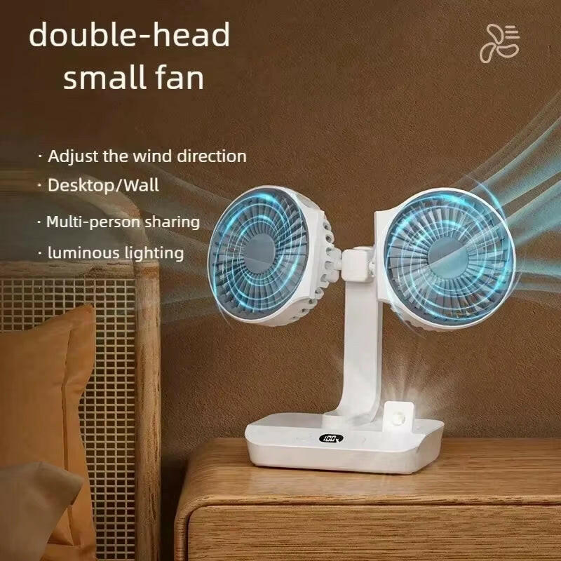 Premium Dual-Head Desktop Fan – Ultimate Cooling with Smart Rotation.