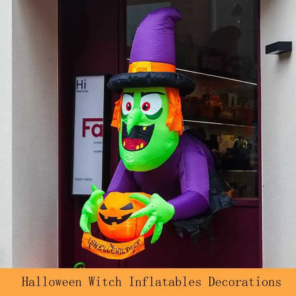 4FT Halloween Inflatable Witch Breaking Through Window