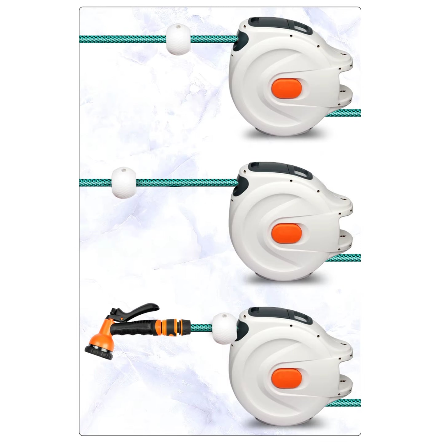 7 Pattern Hose Nozzle Water Hose Reel Slow Return System for Car Garden
