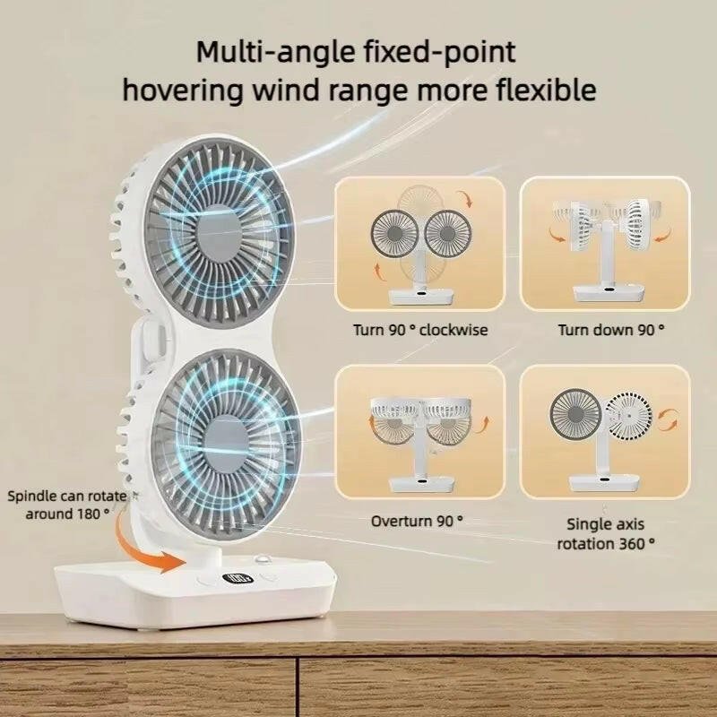Premium Dual-Head Desktop Fan – Ultimate Cooling with Smart Rotation.