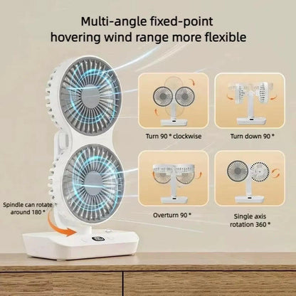 Premium Dual-Head Desktop Fan – Ultimate Cooling with Smart Rotation.