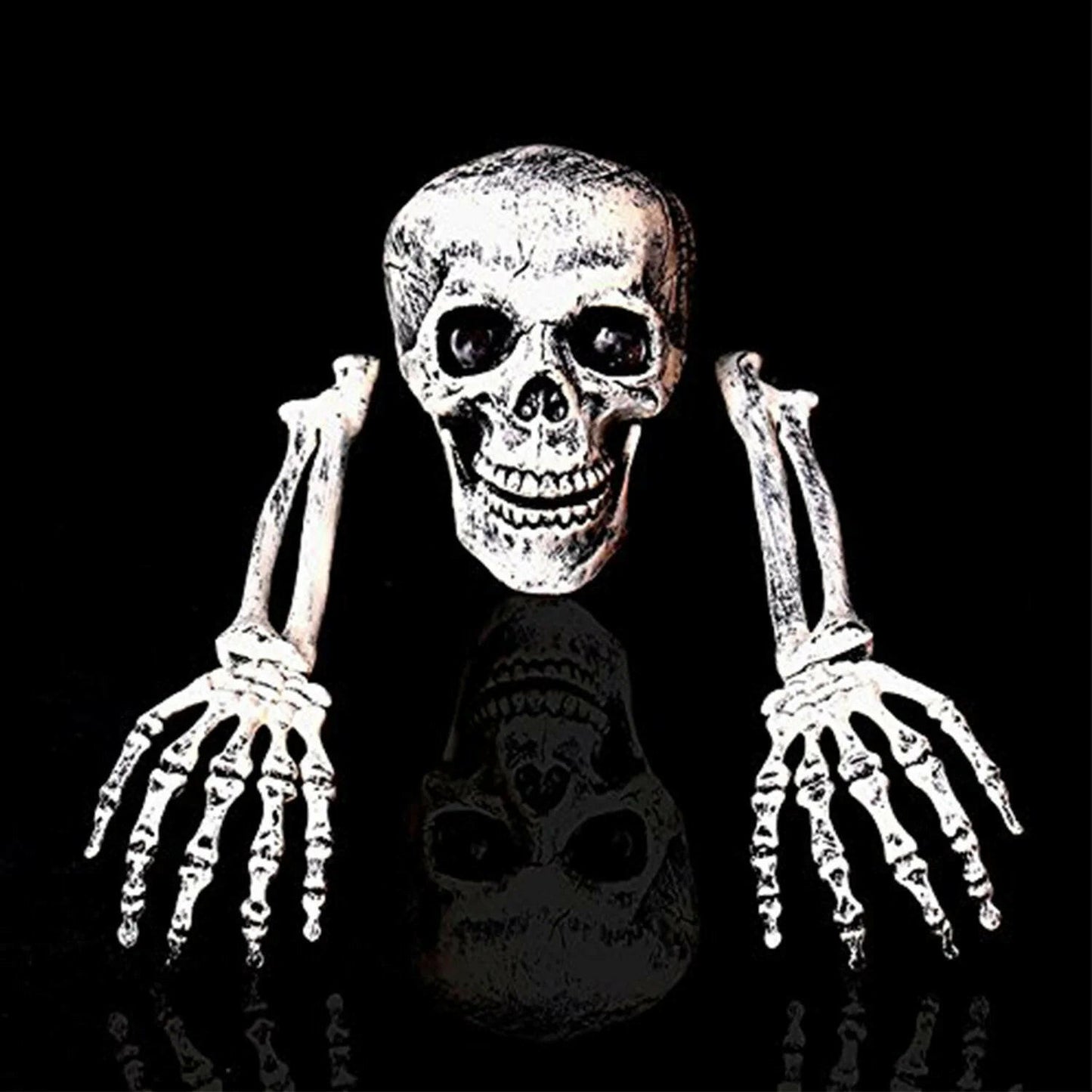 💀 Scare Halloween Graveyard Skeleton Set – Outdoor Prop with Skull, Arms & Crow Setup