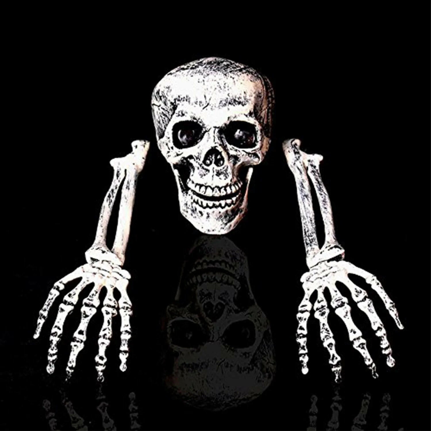 💀 Scare Halloween Graveyard Skeleton Set – Outdoor Prop with Skull, Arms & Crow Setup