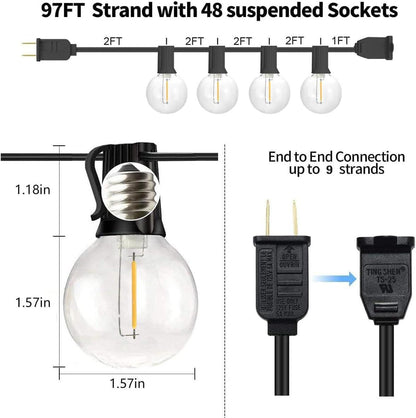 97FT Outdoor String Lights – G40 Shatterproof LED Patio Lights.