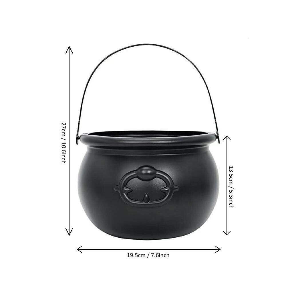 Black Witch Candy Bucket – Heat-Resistant Halloween Cauldron for Trick-or-Treat & Party Decor