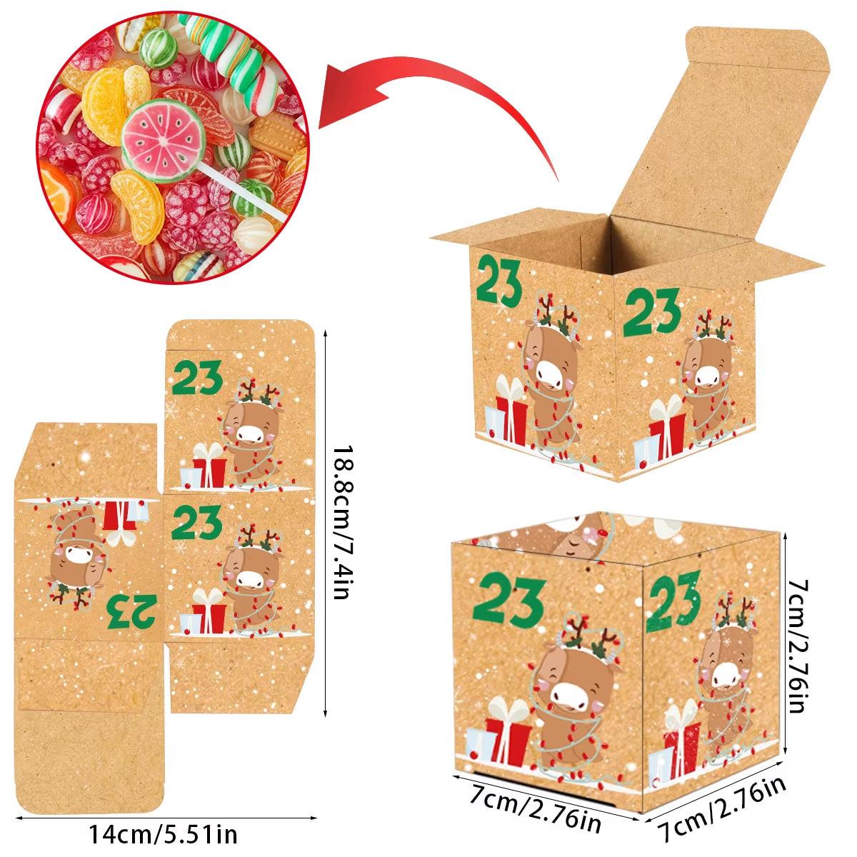 24‑Day Kraft Advent Calendar Boxes – DIY Countdown Gift Set.
