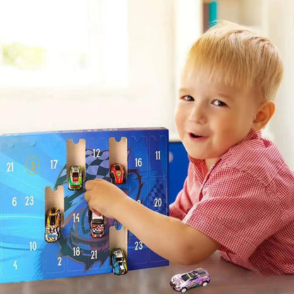 Car Advent Calendar – 24 Days of Mini Racing Vehicles, Christmas Countdown Gift Box for Kids.