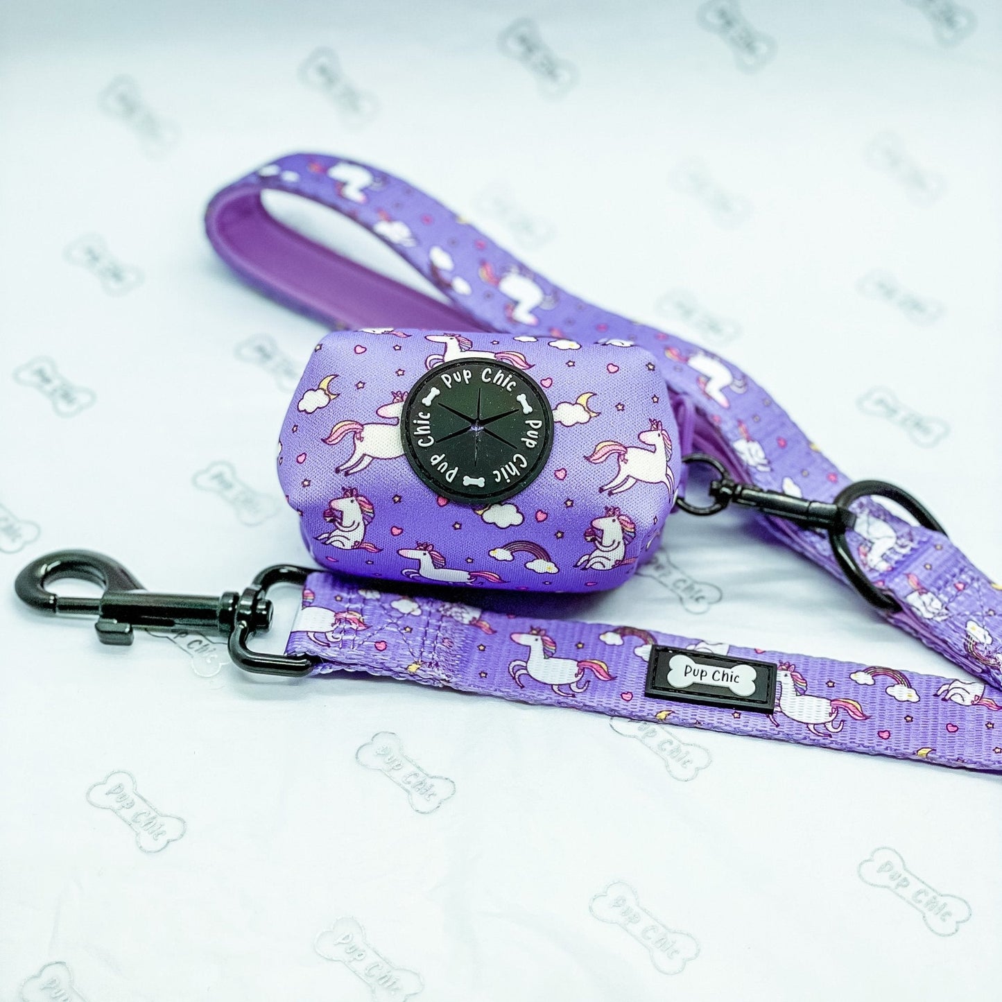 Daydreams & Unicorns 5ft dog lead with unicorn print and D‑ring handle, matching harness & collar