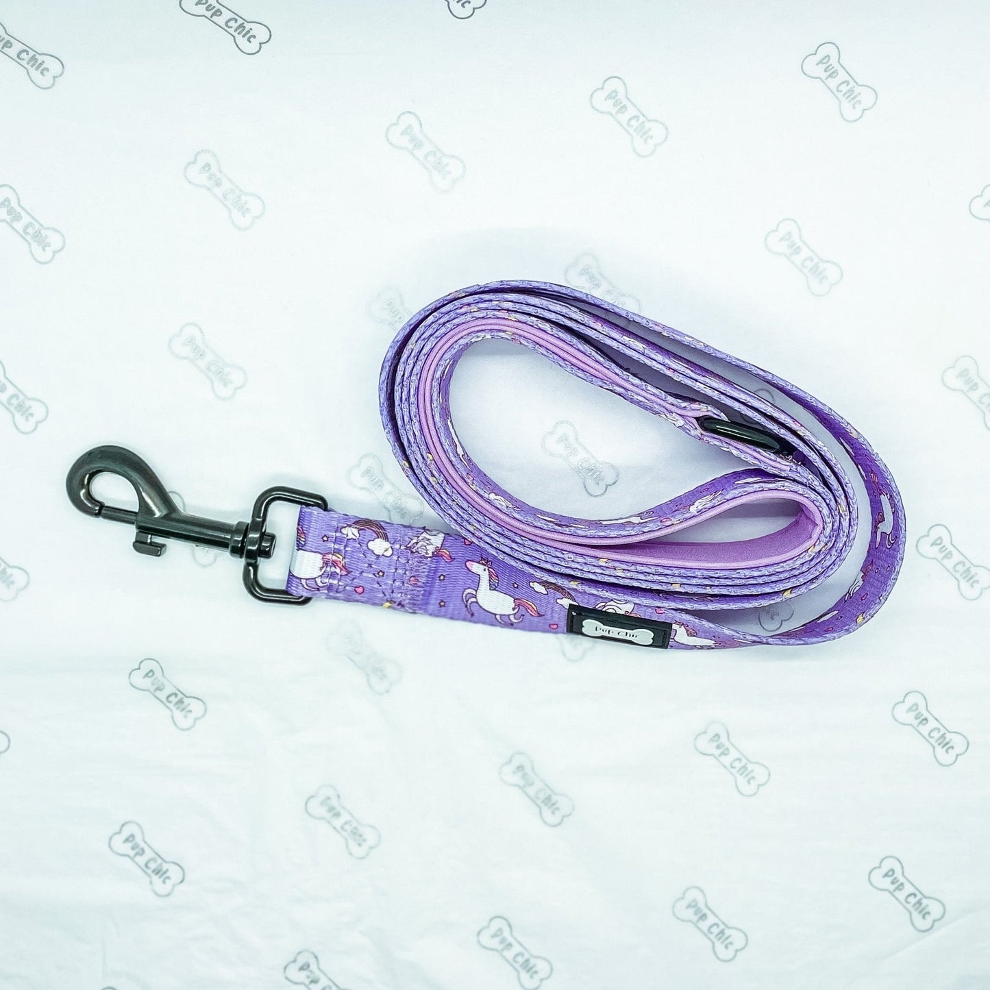 Daydreams & Unicorns 5ft dog lead with unicorn print and D‑ring handle, matching harness & collar