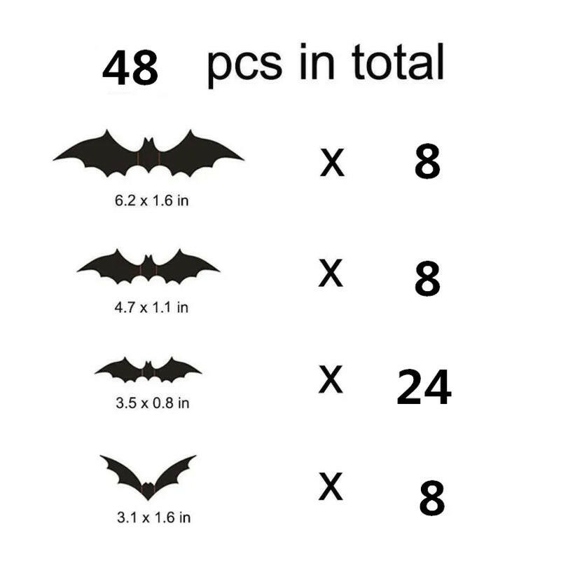 2025 3D Black PVC Bat Wall Stickers – 12-Piece Halloween Set for DIY Haunted Decor & Party Atmosphere