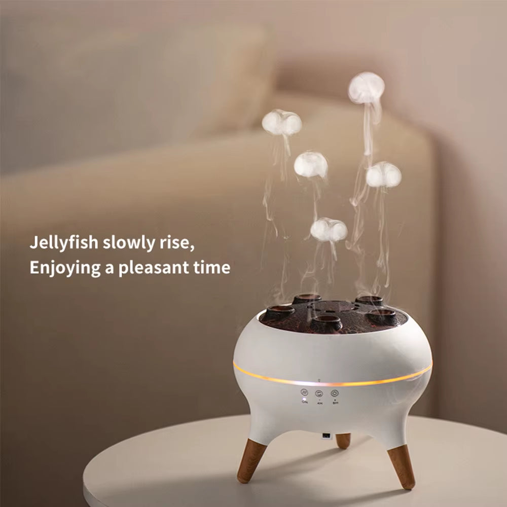 Dynamic Jellyfish Spray Air Humidifier with mist & flame effects, remote control & essential oil diffusion. Perfect for relaxation, wellness & home ambiance!