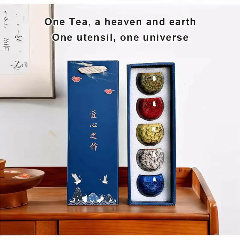 Luxury Handcrafted Dehua Porcelain Herbal Tea Cup Set - Five Elements Design for Elegant Tea Drinking & Gifting!.