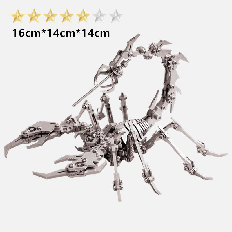 3D stainless steel dragon scorpion king puzzle, DIY assembly with movable joints.