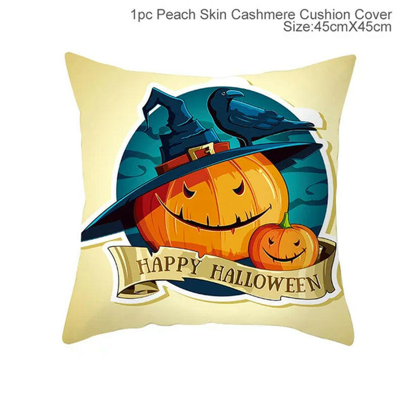 Halloween Cushion Covers – Cartoon Pumpkin, Bat & Ghost Design for Spooky Seasonal Decor