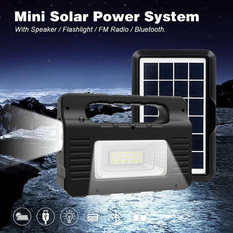 Portable Solar Energy System with 3-Bulb Lighting Kit - Mini 6W Solar Panel for Outdoor Emergency Power Supply, Ideal for Camping and Hiking.