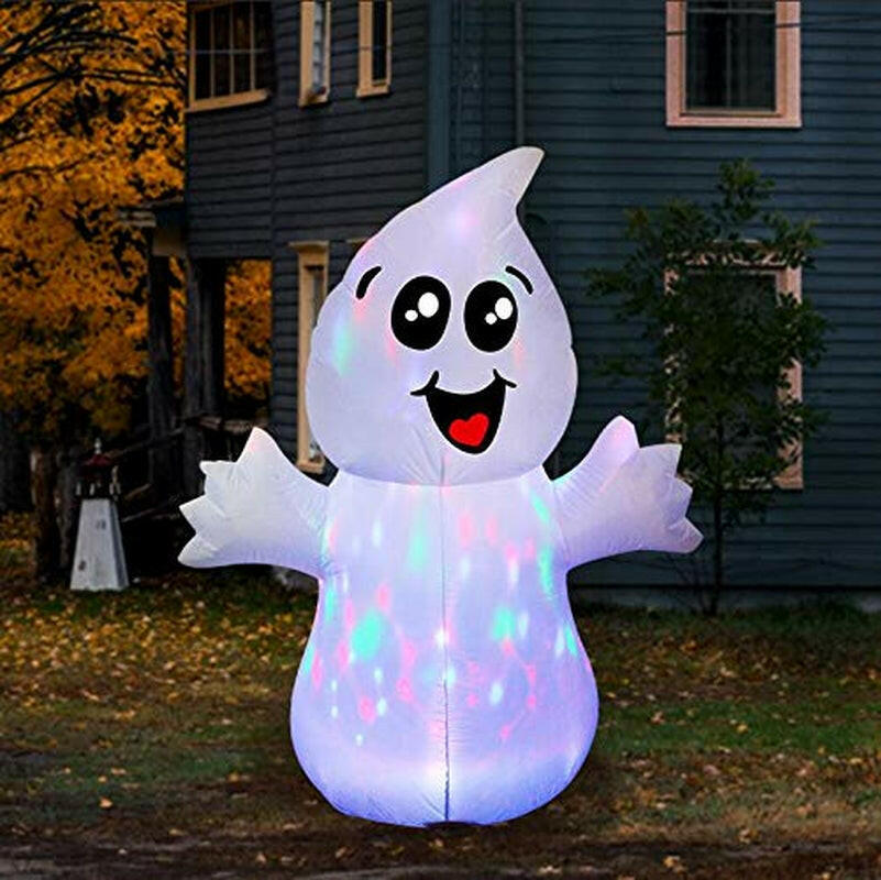 5FT Inflatable Halloween Cute Ghost with Magic Light – LED Blow-Up Decoration for Garden, Lawn, and Indoor Displays