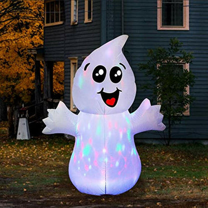 5FT Inflatable Halloween Cute Ghost with Magic Light – LED Blow-Up Decoration for Garden, Lawn, and Indoor Displays