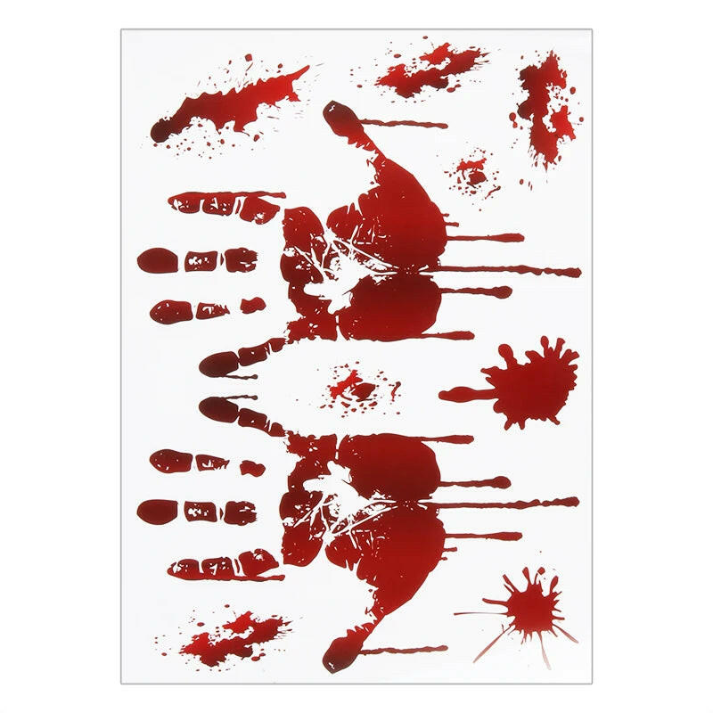 2025 Bloody Handprint & Halloween Sticker Set – Window, Wall & Floor Decals with Ghost, Bat, Pumpkin & Web Designs (1 Set)