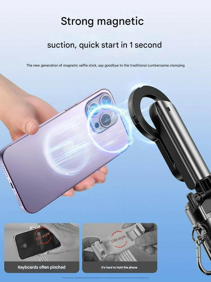 Premium 4-in-1 Selfie Stick with Wireless Remote, Magnetic Clip, and 360° Rotation for Optimal Photography