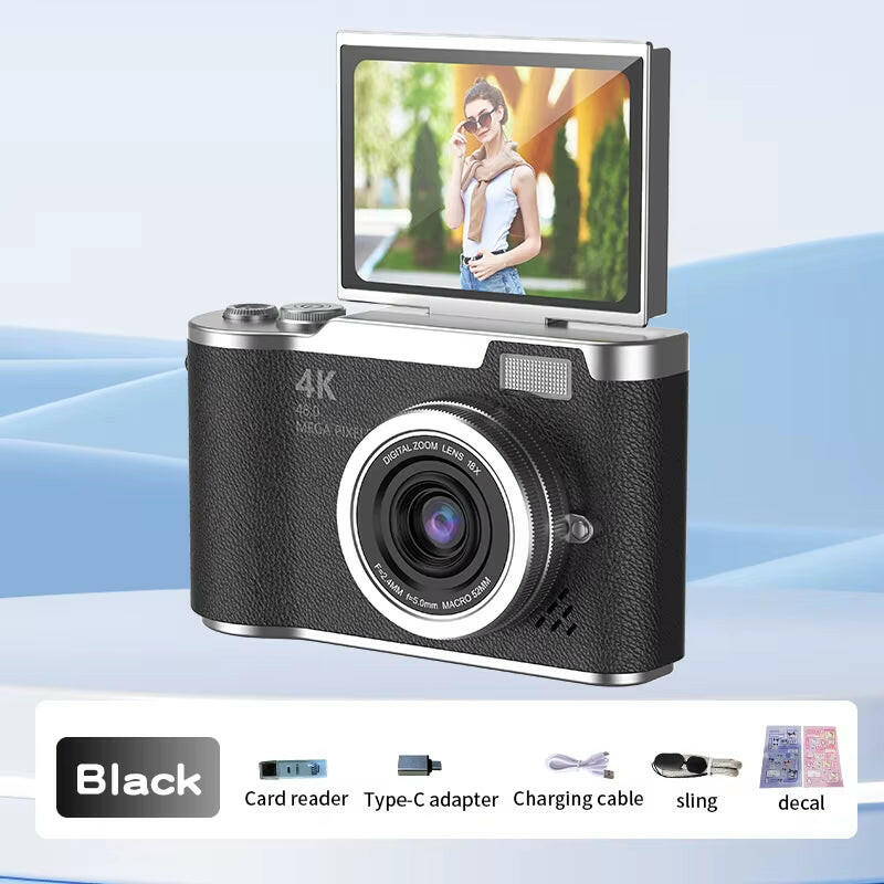 Capture Every Moment: 4K CCD Digital Camera with 48MP, 8X Zoom, 180° Flip Screen & Free 32GB Card!.