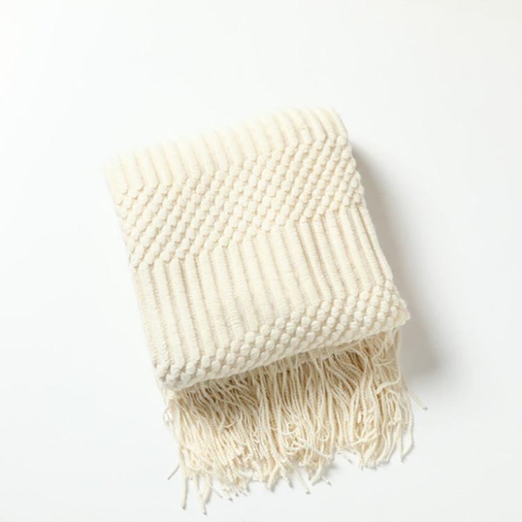 Faux‑Cashmere Tassel Throw Blanket – Decorative Sofa & Bed Scarf.