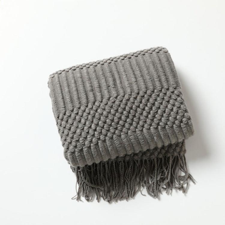 Faux‑Cashmere Tassel Throw Blanket – Decorative Sofa & Bed Scarf.