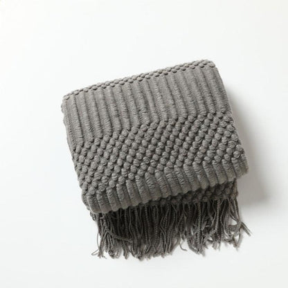 Faux‑Cashmere Tassel Throw Blanket – Decorative Sofa & Bed Scarf.