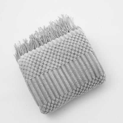 Faux‑Cashmere Tassel Throw Blanket – Decorative Sofa & Bed Scarf.