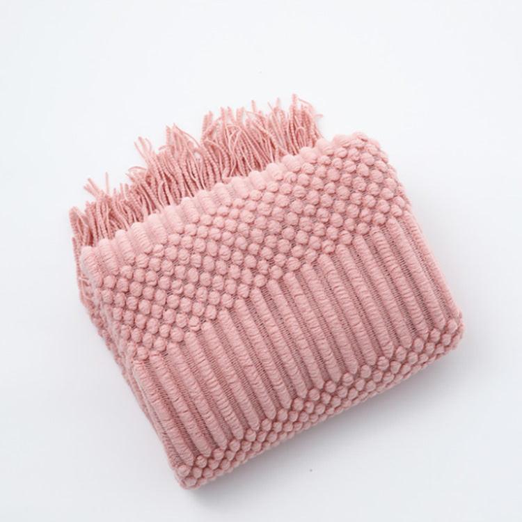 Faux‑Cashmere Tassel Throw Blanket – Decorative Sofa & Bed Scarf.