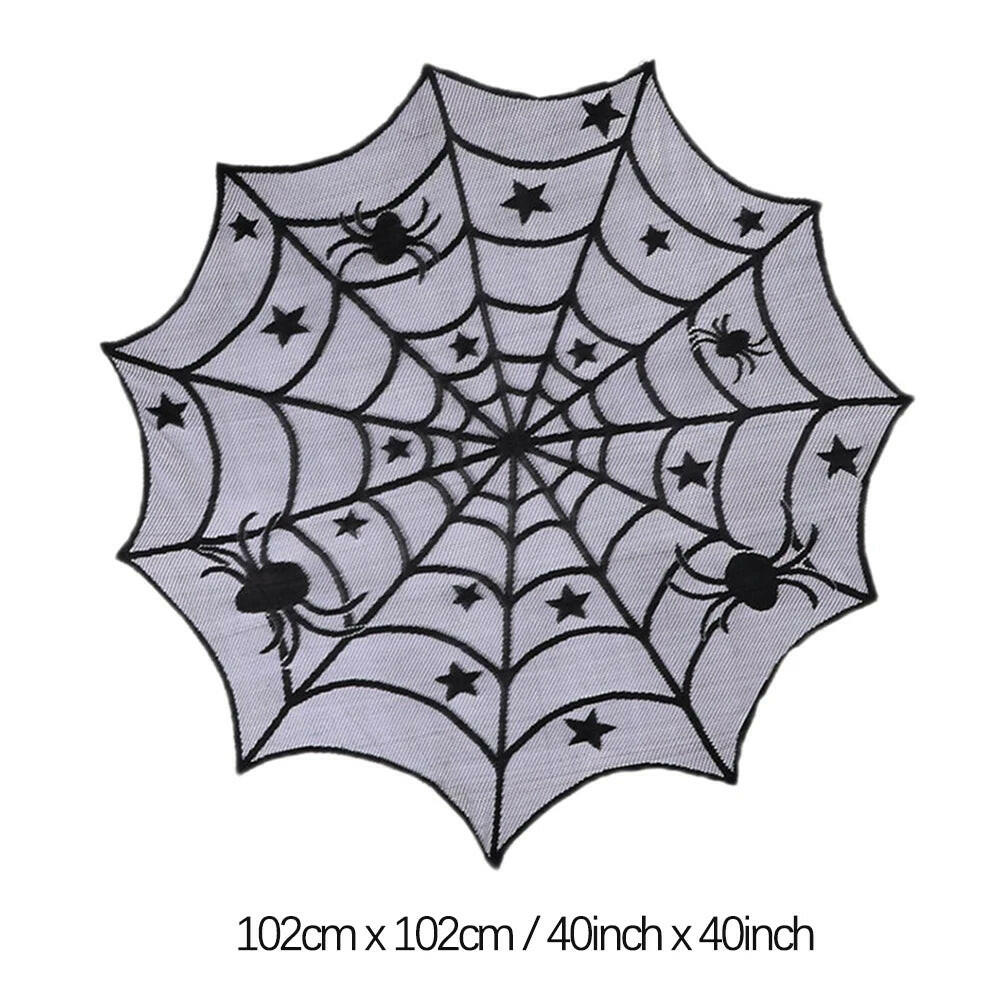 2025 Black Lace Spider Web Table Runner – Gothic Halloween Mantel Cover & Party Decor Accent (1pc)