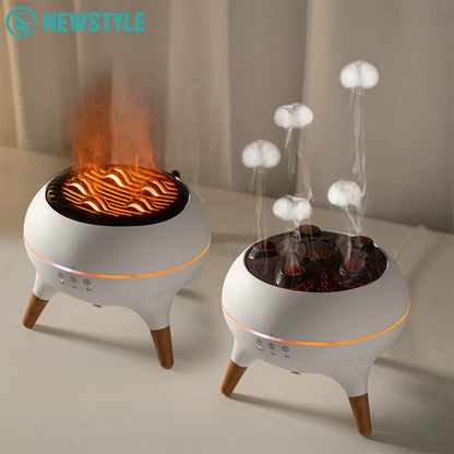 Dynamic Jellyfish Spray Air Humidifier with mist & flame effects, remote control & essential oil diffusion. Perfect for relaxation, wellness & home ambiance!