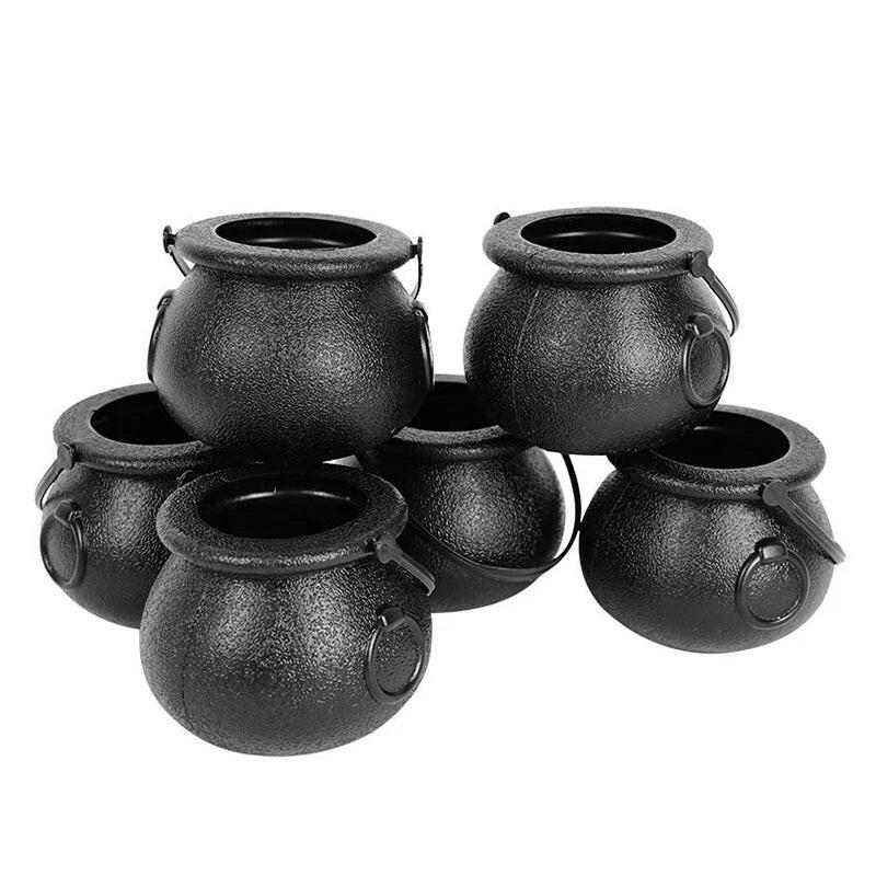 6-Pack Mini Halloween Cauldron Buckets – Witch & Skeleton Candy Holders for Kids’ Trick-or-Treat Fun