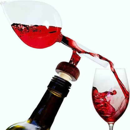 Elegant Red Wine Aerator & Pourer - Portable Round & Flask Shaped Glass Decanter Spout.