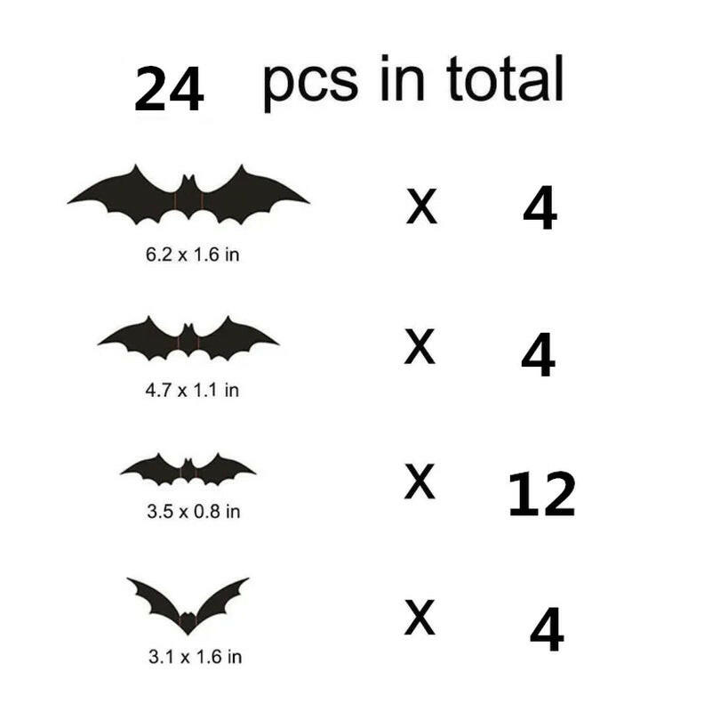 2025 3D Black PVC Bat Wall Stickers – 12-Piece Halloween Set for DIY Haunted Decor & Party Atmosphere