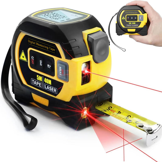 2-In-1 Laser Tape Measure - Precision Tools for W00dwork, Construction and Home DIY.