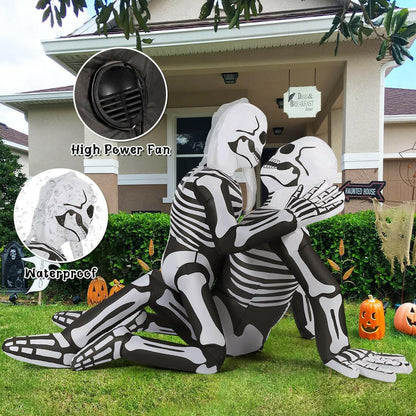 6.5FT Inflatable Halloween Skeleton Couple – LED Blow-Up Decoration for Garden, Lawn, and Indoor Party Displays