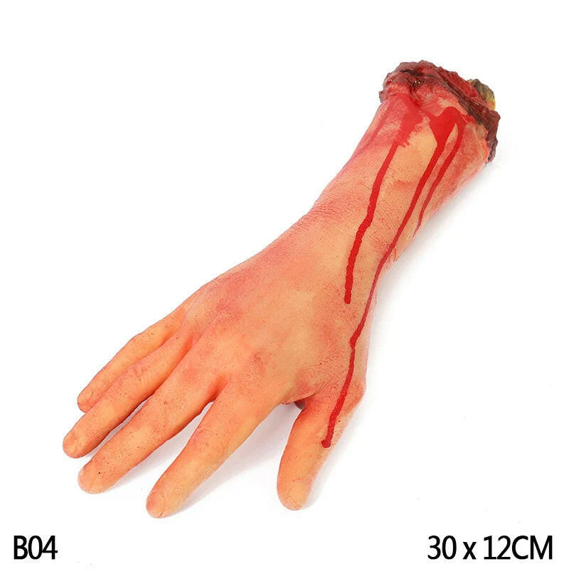 Horror Halloween Rubber Body Part Props – Fake Hands, Legs, Hearts & Brains for Haunted House & Party Decor