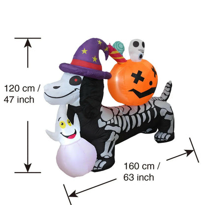 Inflatable Halloween Outdoor Decorations – Alien, Ghost Pumpkin, and Skeleton Dachshund Blow-Up Props for Lawn, Garden, and Party Displays
