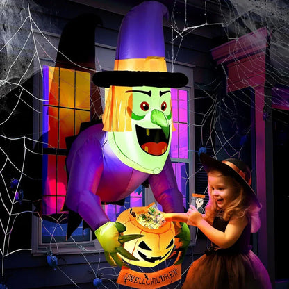 4FT Halloween Inflatable Witch Breaking Through Window