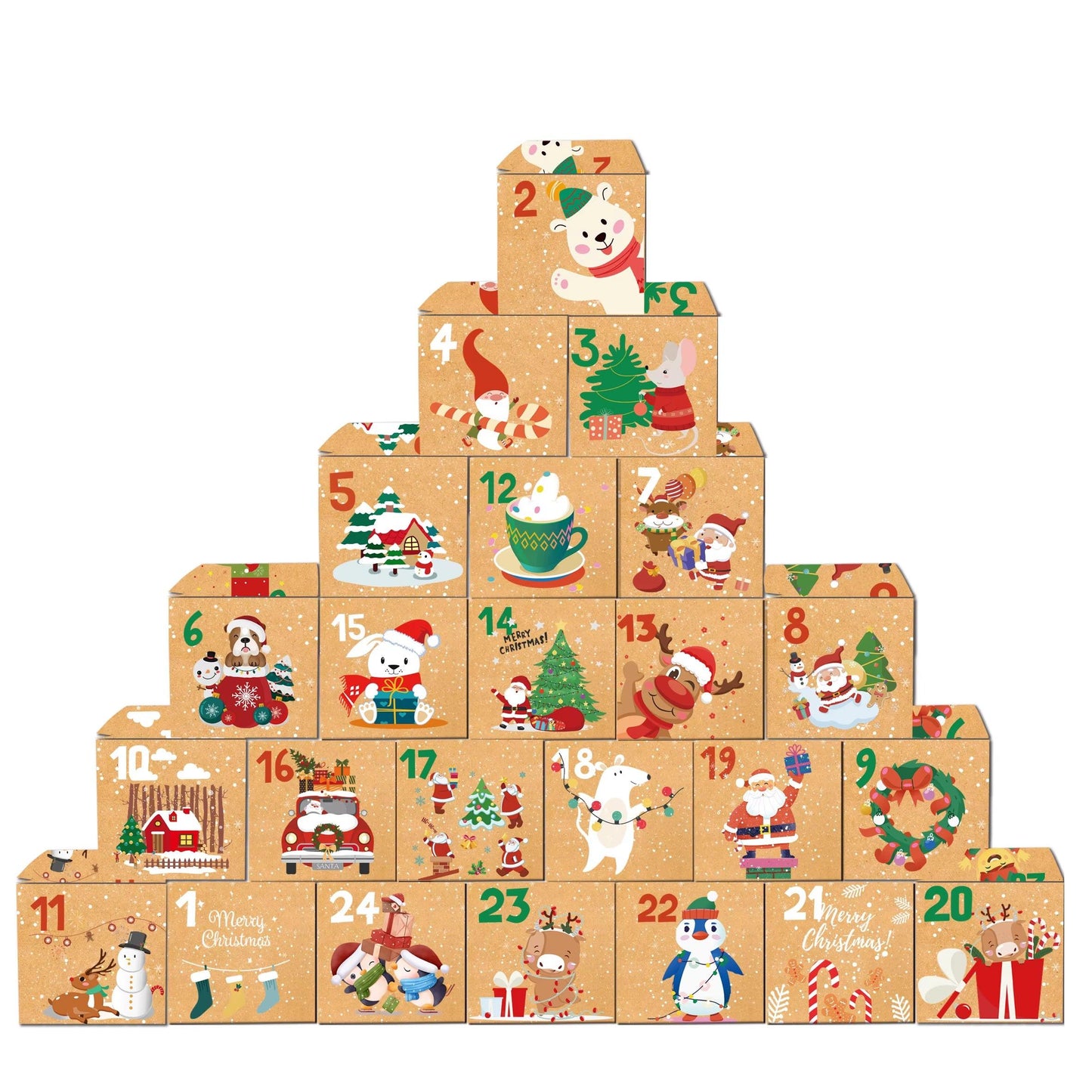 24‑Day Kraft Advent Calendar Boxes – DIY Countdown Gift Set.