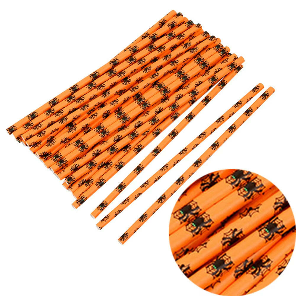 25-Pack Halloween Disposable Straws – Choose from 17 Spooky Designs for Party Drinks & Decor