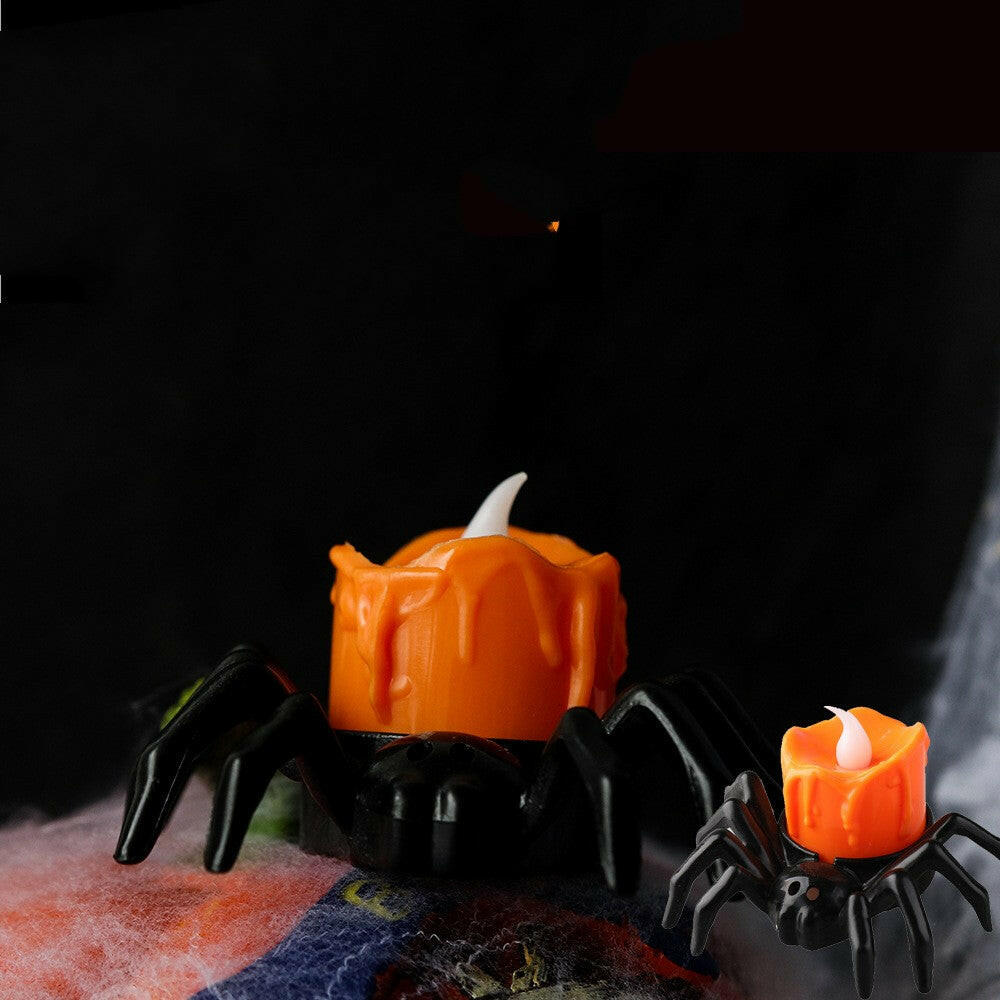 2025 Spider Candlestick LED Ornament – Battery-Powered Halloween Table Light for Parties & Haunted Decor (7×8.5×5cm)