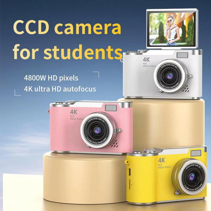 Capture Every Moment: 4K CCD Digital Camera with 48MP, 8X Zoom, 180° Flip Screen & Free 32GB Card!.