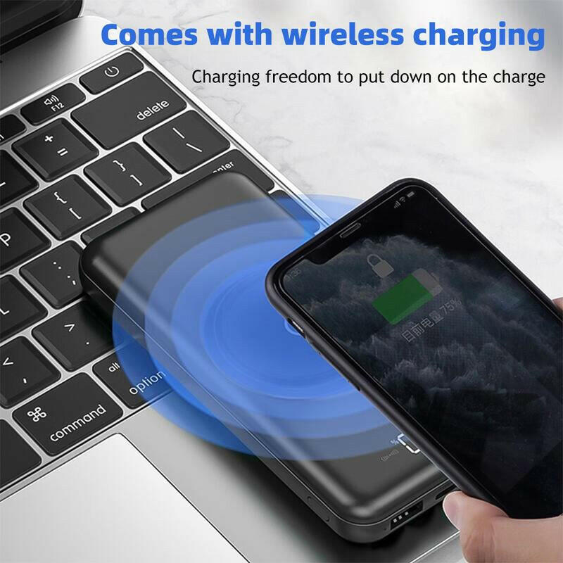 10000Mah Wireless Power Bank 4-Wire Backup USB Fast Charger.