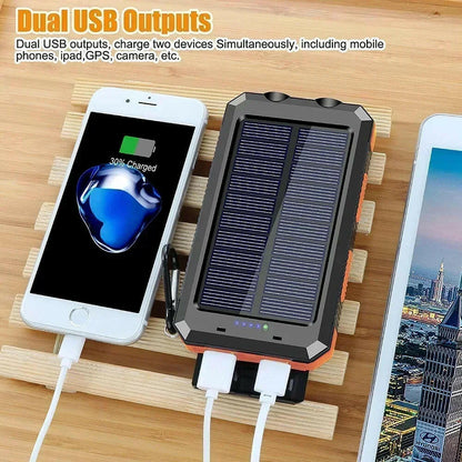 30,000mAh Solar Power Bank – Waterproof, Fast-Charging External Battery with SOS Light for iPhone, Samsung, Xiaomi & More