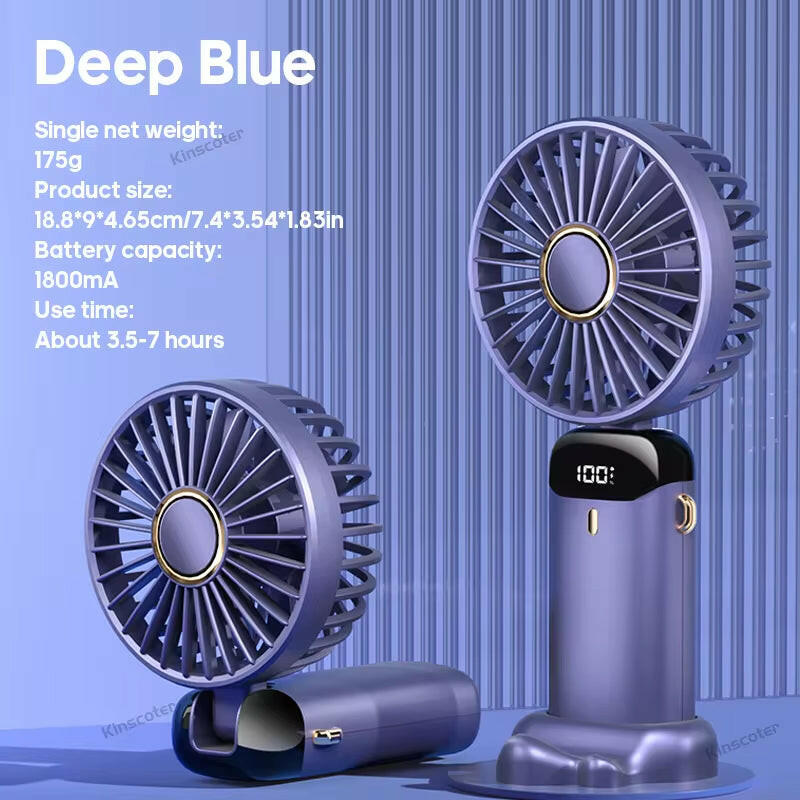Portable USB Mini Fan with 5-Speed Airflow, LED Display & 7-Hour Battery Life! Stay Cool Anywhere Anytime.