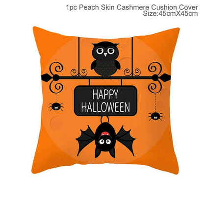 Halloween Cushion Covers – Cartoon Pumpkin, Bat & Ghost Design for Spooky Seasonal Decor