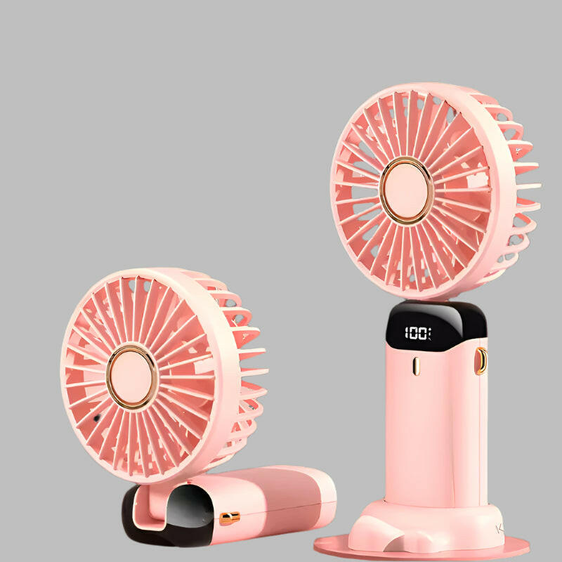 Portable USB Mini Fan with 5-Speed Airflow, LED Display & 7-Hour Battery Life! Stay Cool Anywhere Anytime.