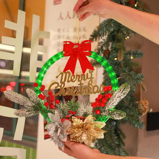 30CM Luminous Christmas Garland – Sculptural Flower Accent with 60 LEDs.