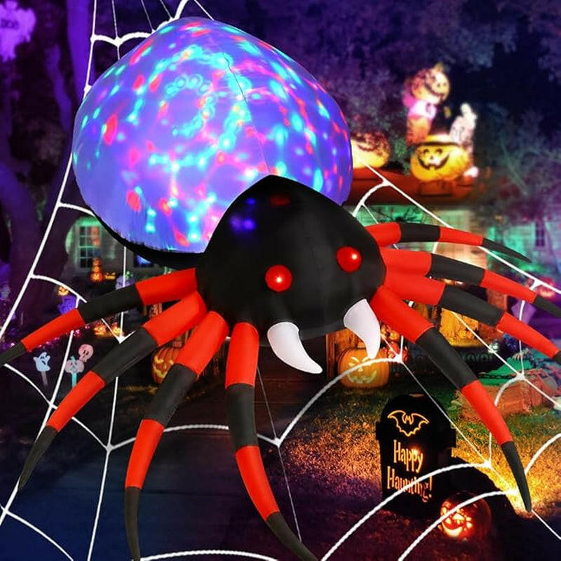 5FT Inflatable Halloween Spider with Magic Light – LED Blow-Up Decoration for Garden, Lawn, and Outdoor Displays